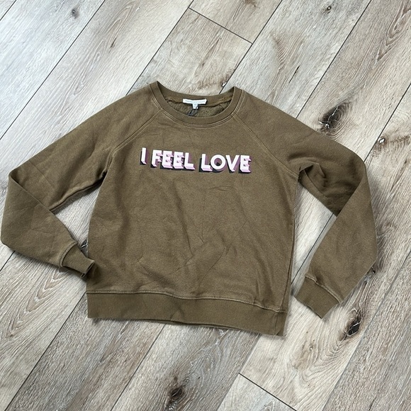 Rebecca Minkoff I Feel Love Green Pullover Crewneck Sweatshirt - Picture 3 of 12